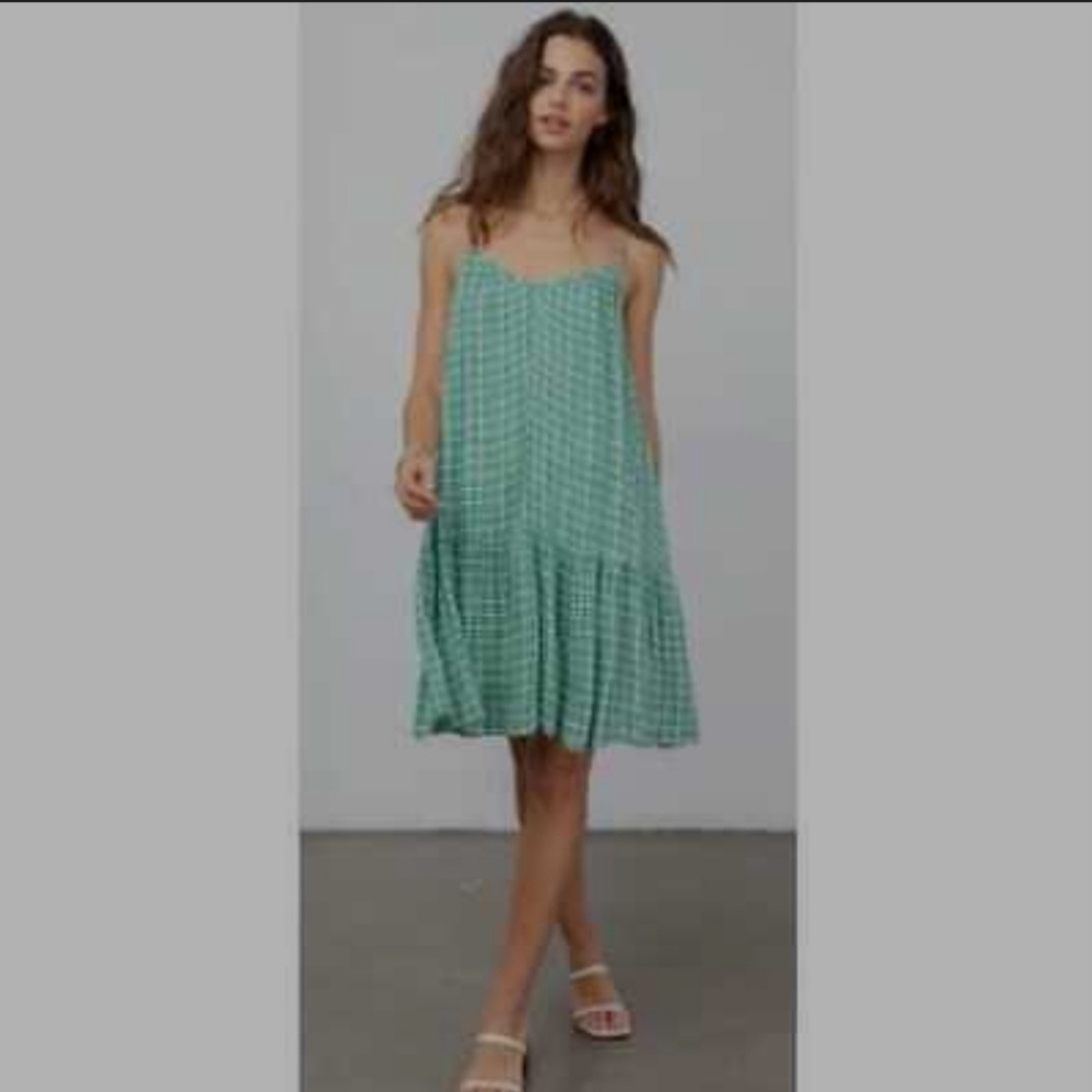 Rails Ari green plaid linen drop waist dress - Picture 2 of 9